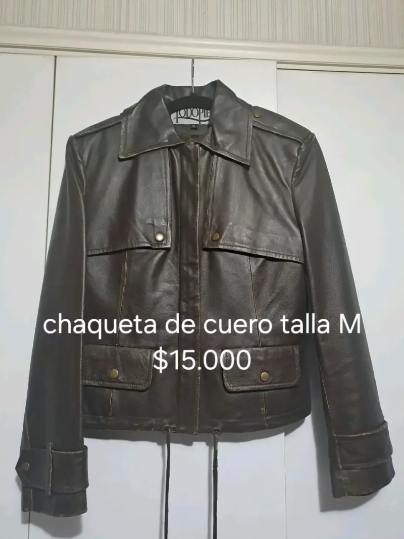 Chaqueta de cuero marrón talla M - 1