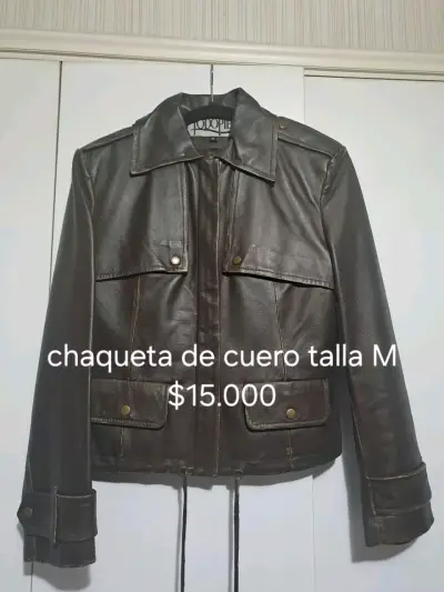Chaqueta de cuero marrón talla M - miniatura 1