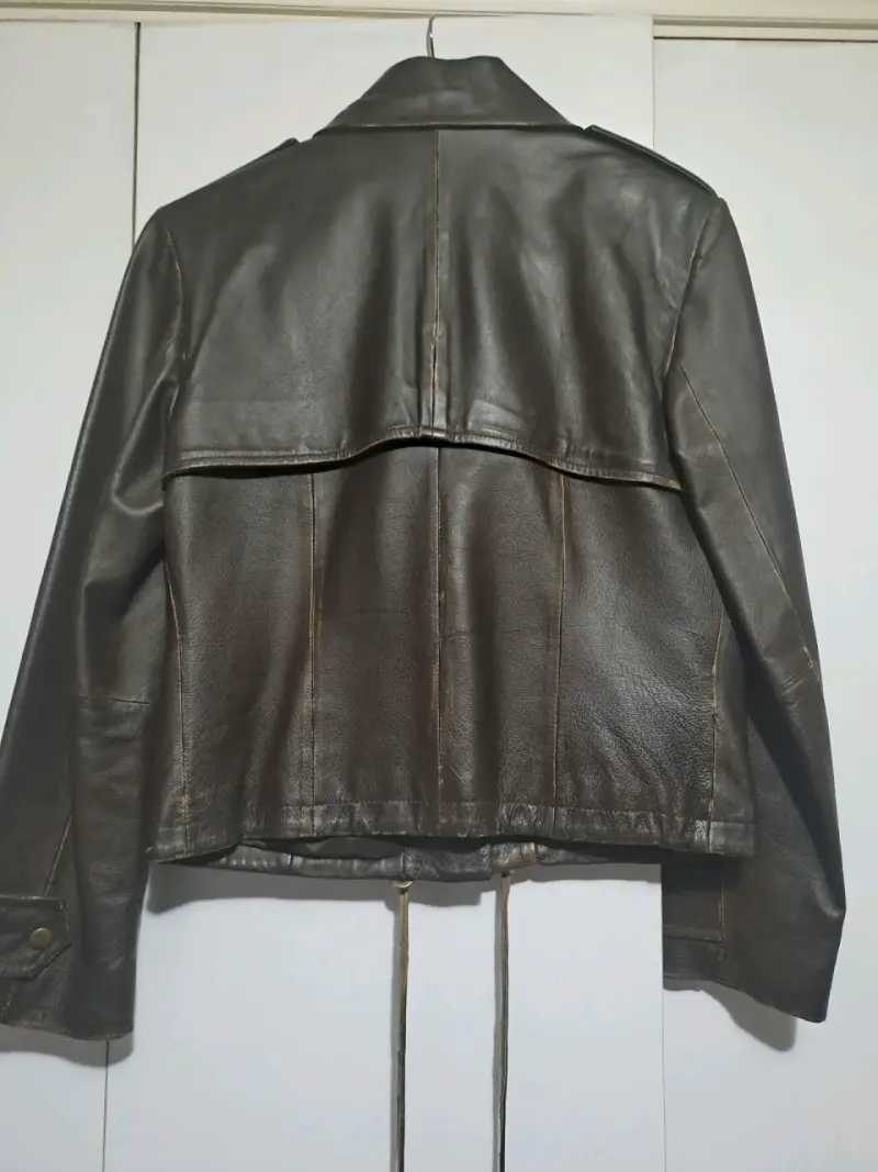 Chaqueta de cuero marrón talla M - 2