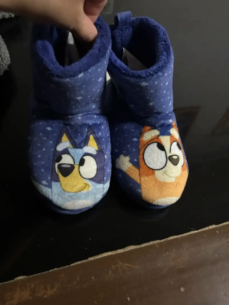 Pantuflas infantiles Bluey azul con diseño animado - 1