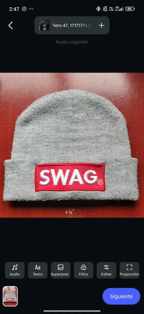 Gorro de lana gris con logo SWAG