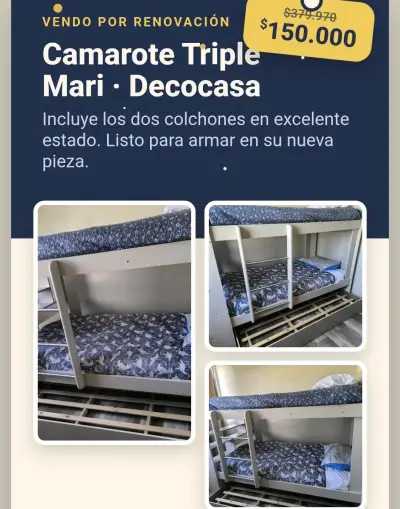 Camarote triple con colchones Decocasa - miniatura 1