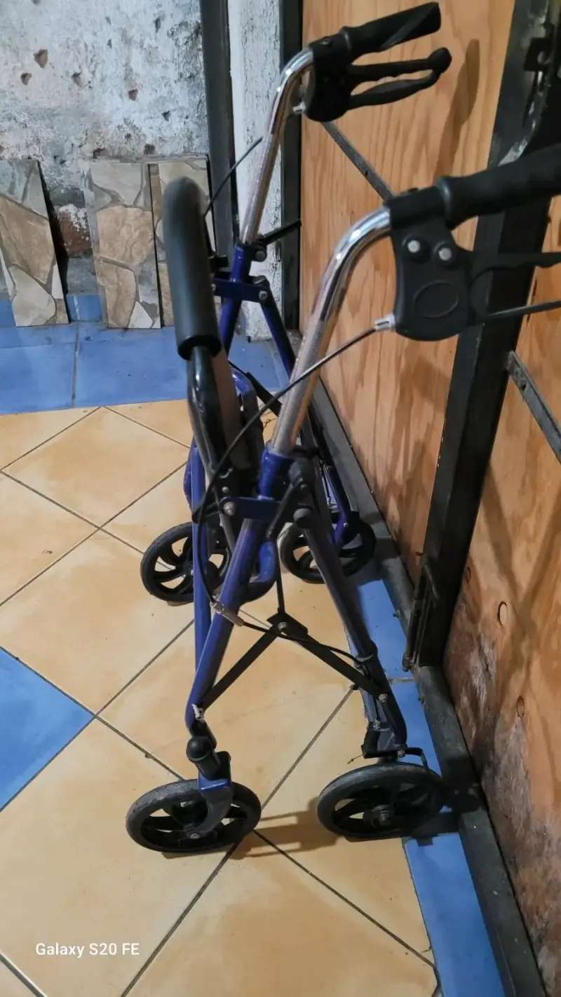Andador con asiento plegable azul - 2