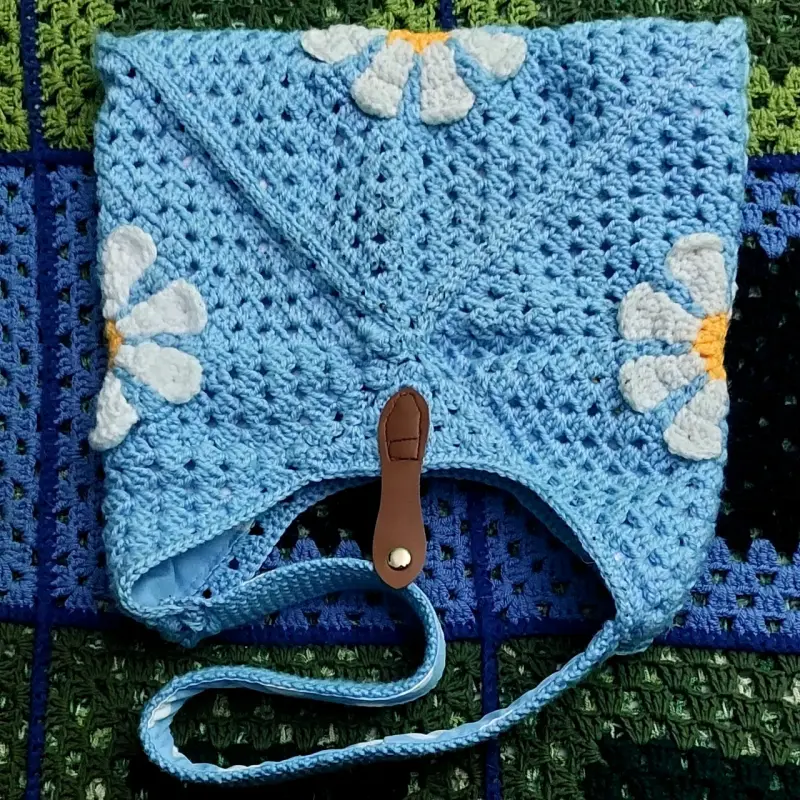 Bolso tejido a crochet celeste Margarita Vintage - 2
