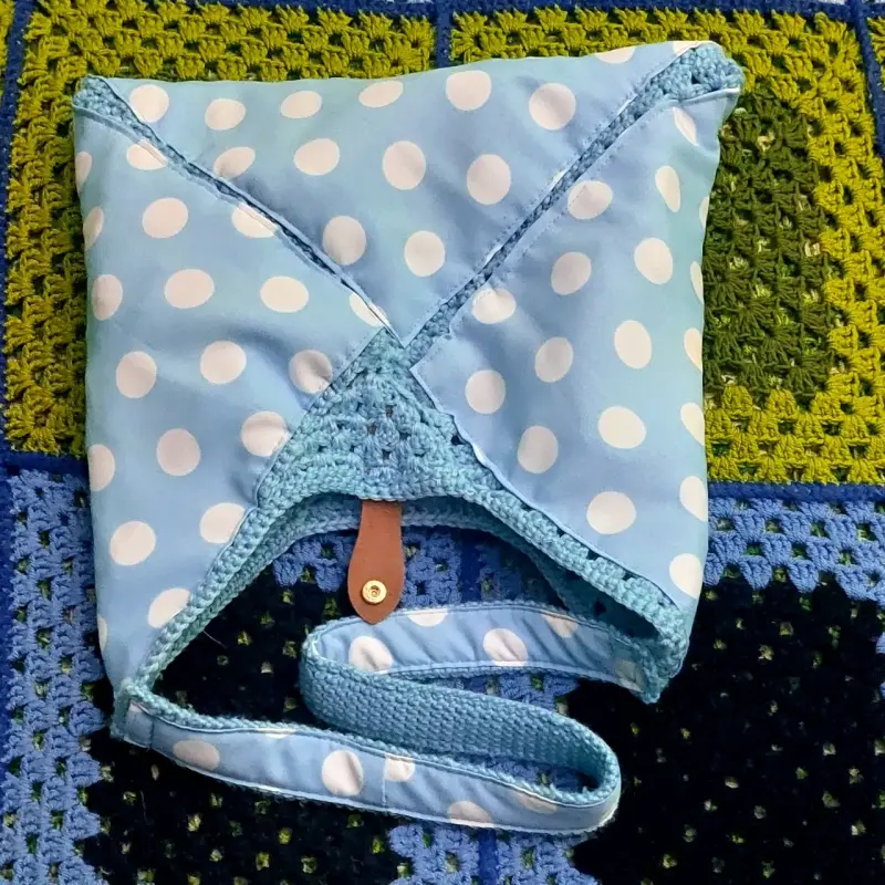 Bolso tejido a crochet celeste Margarita Vintage - 3