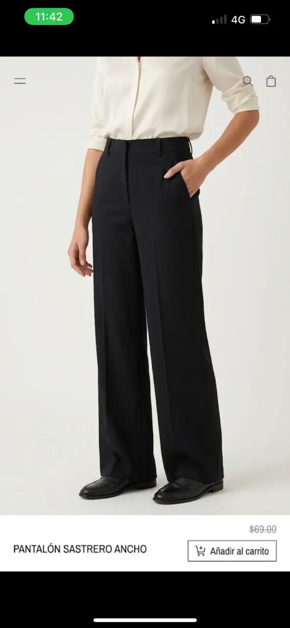 Pantalón sastre ancho negro elegante - 1