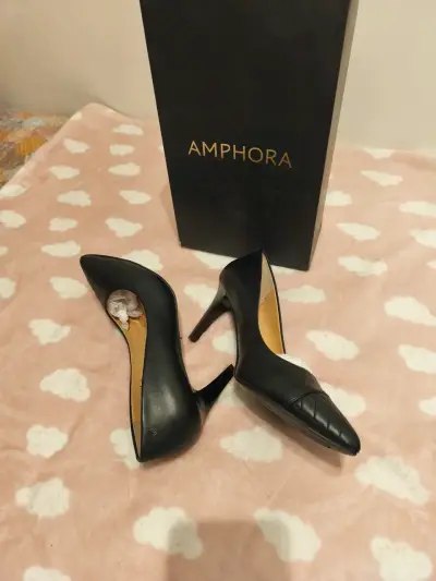 Zapatos de tacón negro Amphora elegantes - miniatura 2