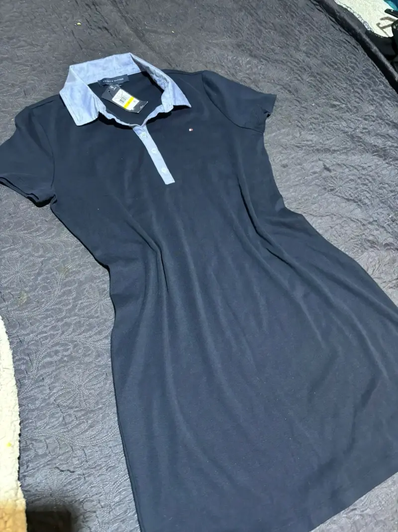Vestido azul con cuello - 2