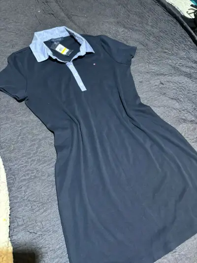 Vestido azul con cuello - miniatura 2