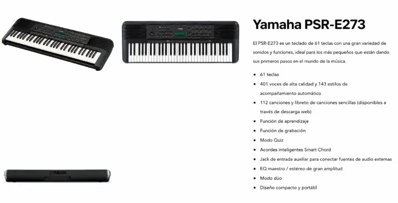 Teclado Yamaha PSR-E273 con 61 teclas , incluye at