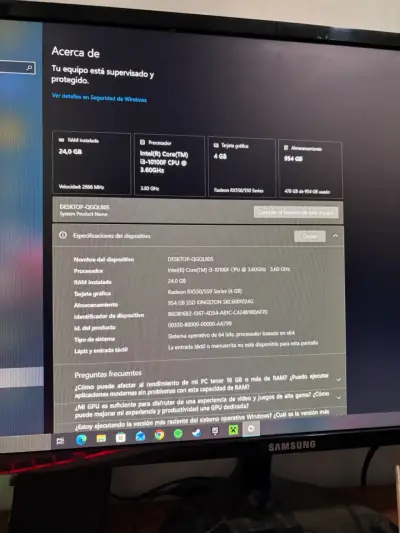 PC Gamer Completo con Monitor Samsung y Accesorios - miniatura 3