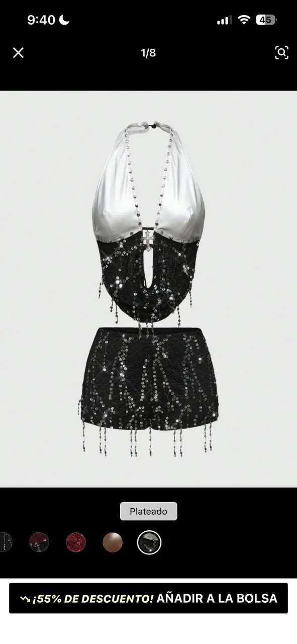 Conjunto SHEIN de lentejuelas plateado y negro - 1