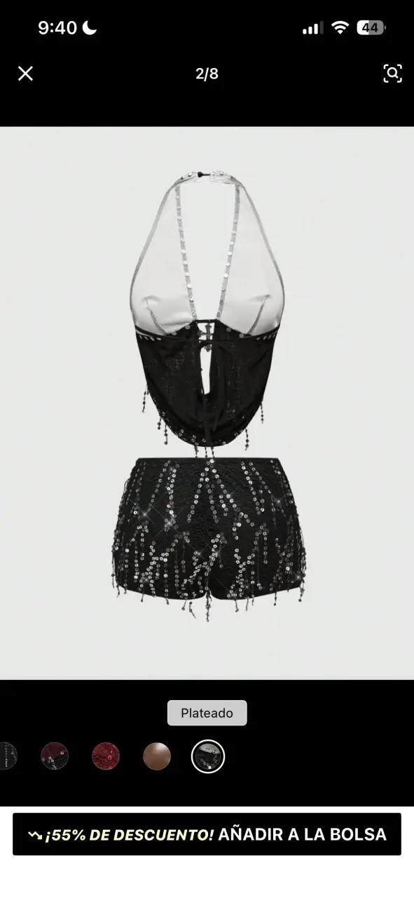 Conjunto SHEIN de lentejuelas plateado y negro - 2