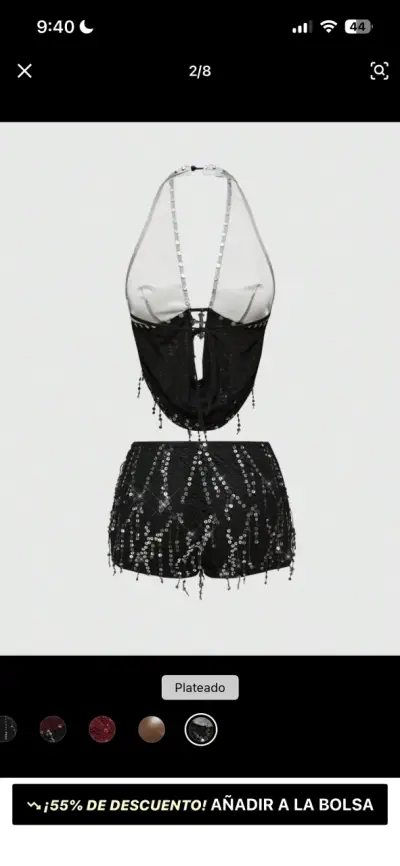 Conjunto SHEIN de lentejuelas plateado y negro - miniatura 2