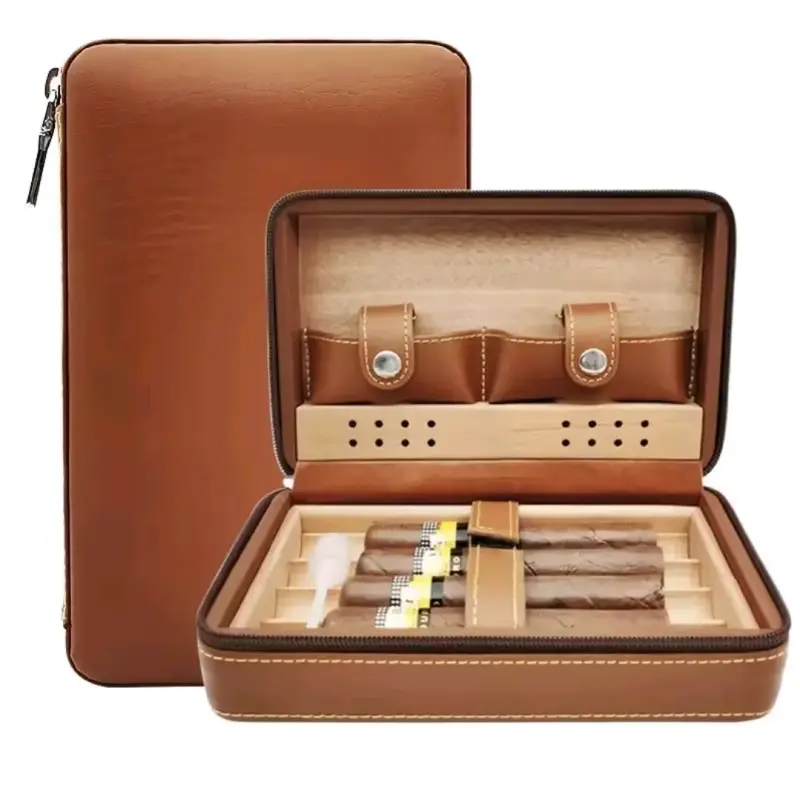 Estuche de Cuero para Puros con Humidificador - 4