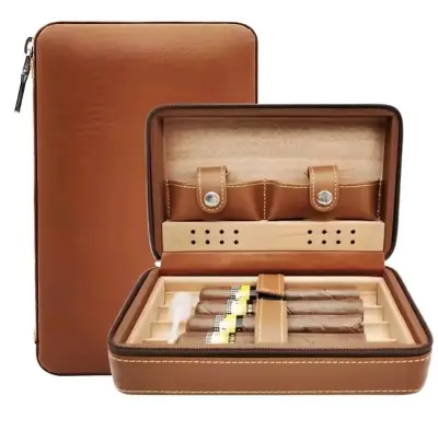 Estuche de Cuero para Puros con Humidificador - miniatura 4