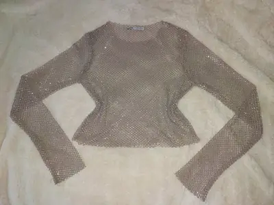 Top de malla brillante Zara para mujer - miniatura 1