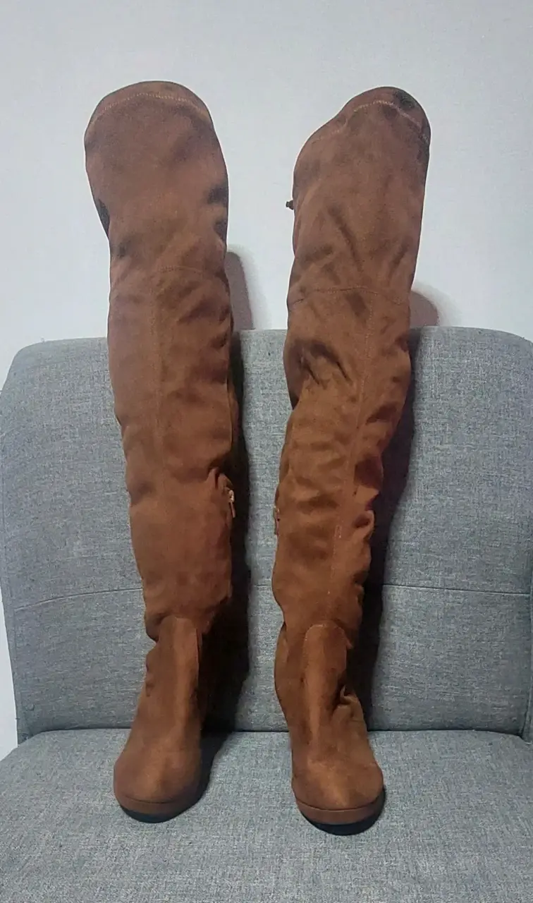 Botas altas de tacón marrón para mujer - 1