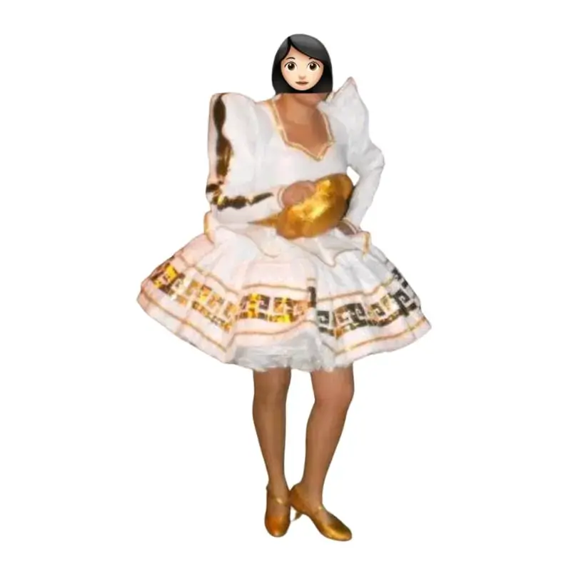 Traje Caporal Mujer Blanco y Dorado - 1