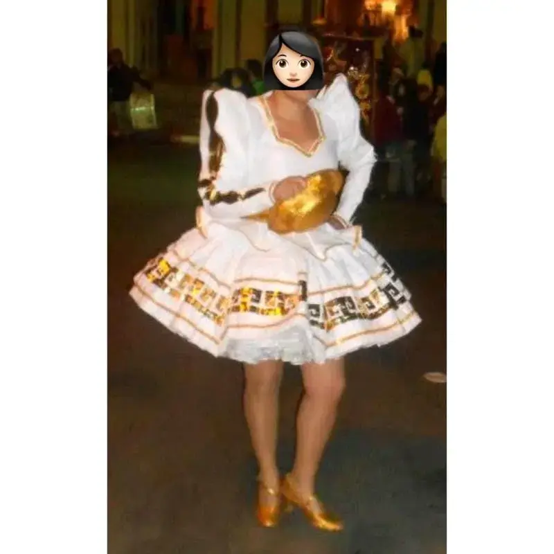 Traje Caporal Mujer Blanco y Dorado - 2