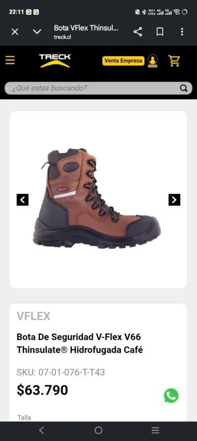Zapato de seguridad V-Flex V66 Thinsulate café - miniatura 2
