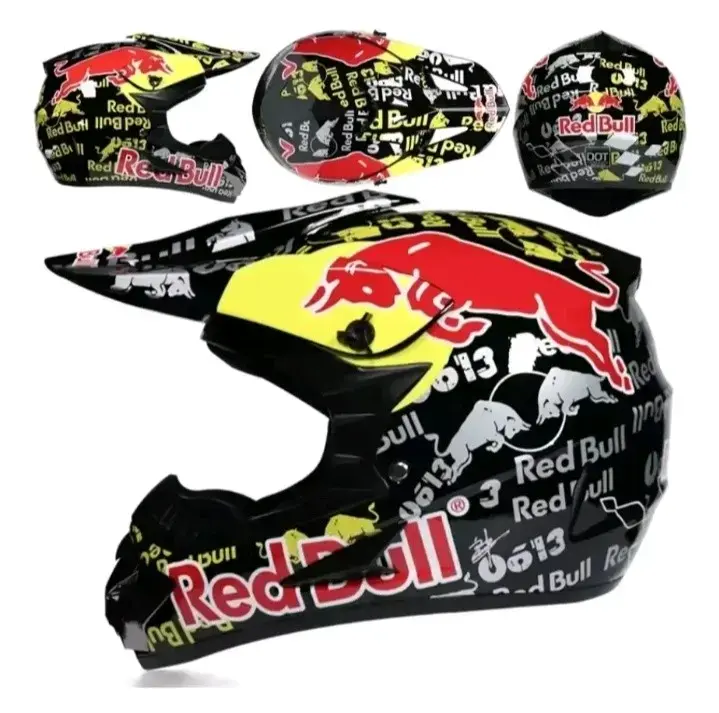 Casco de motocross Red Bull diseño gráfico