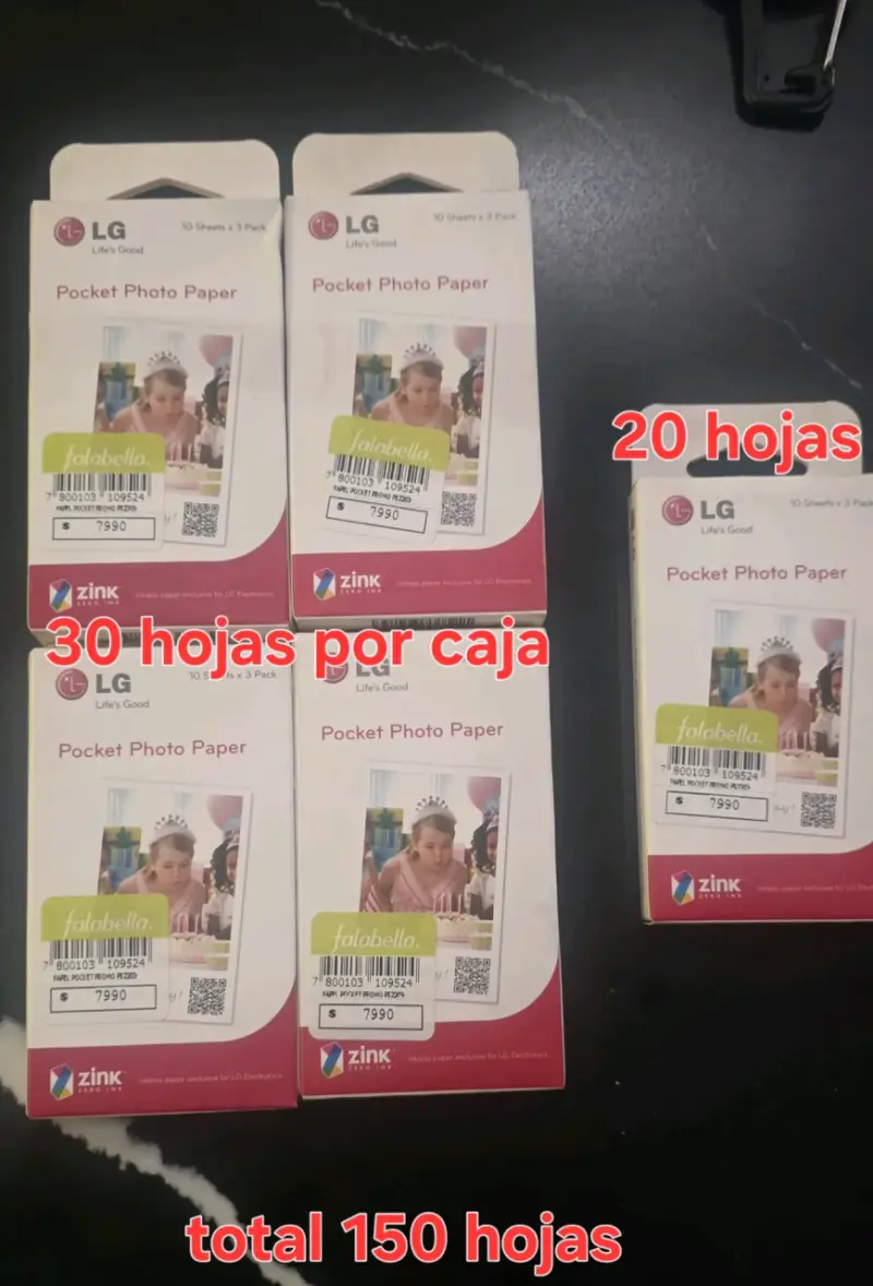 Papel fotográfico LG Pocket Photo Zink 150 hojas - 1
