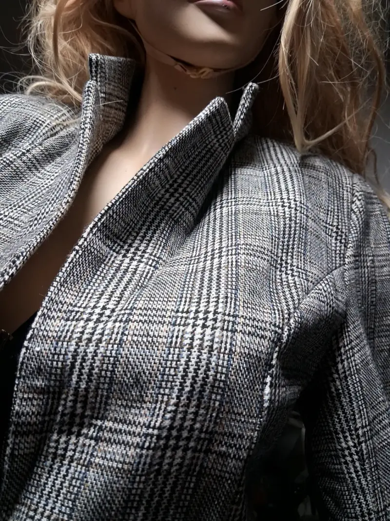 Chaqueta de cuadros estilo clásico para mujer - 1