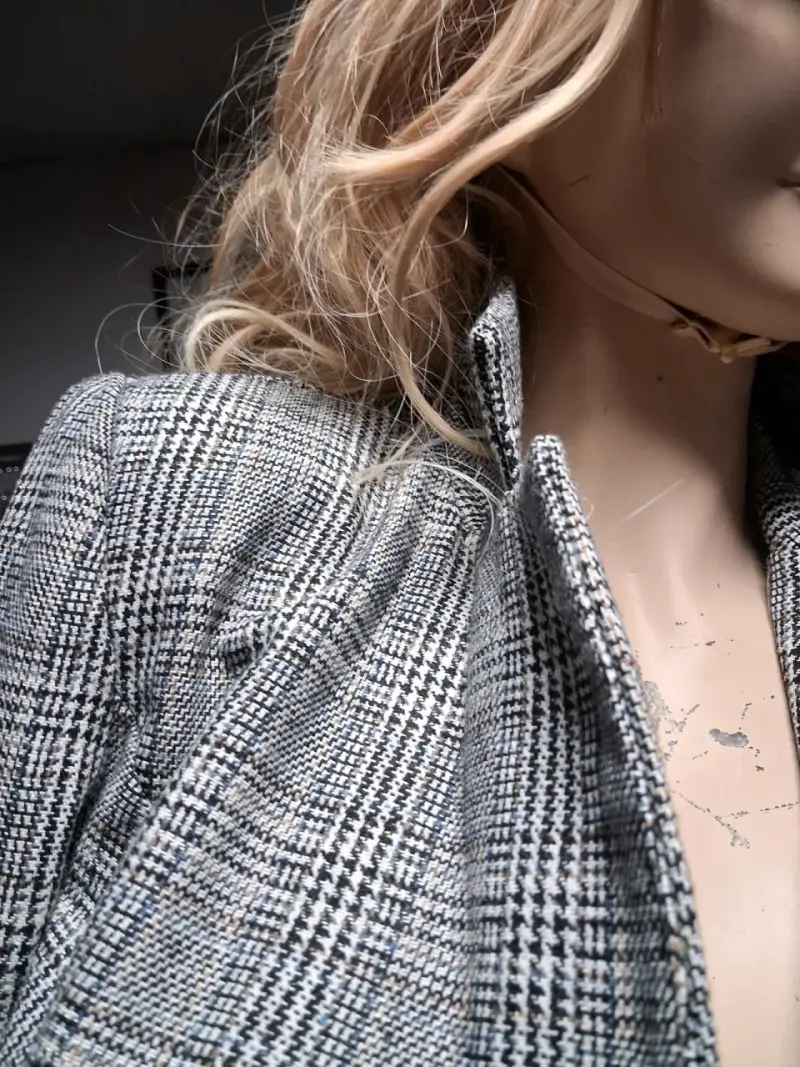 Chaqueta de cuadros estilo clásico para mujer - 2