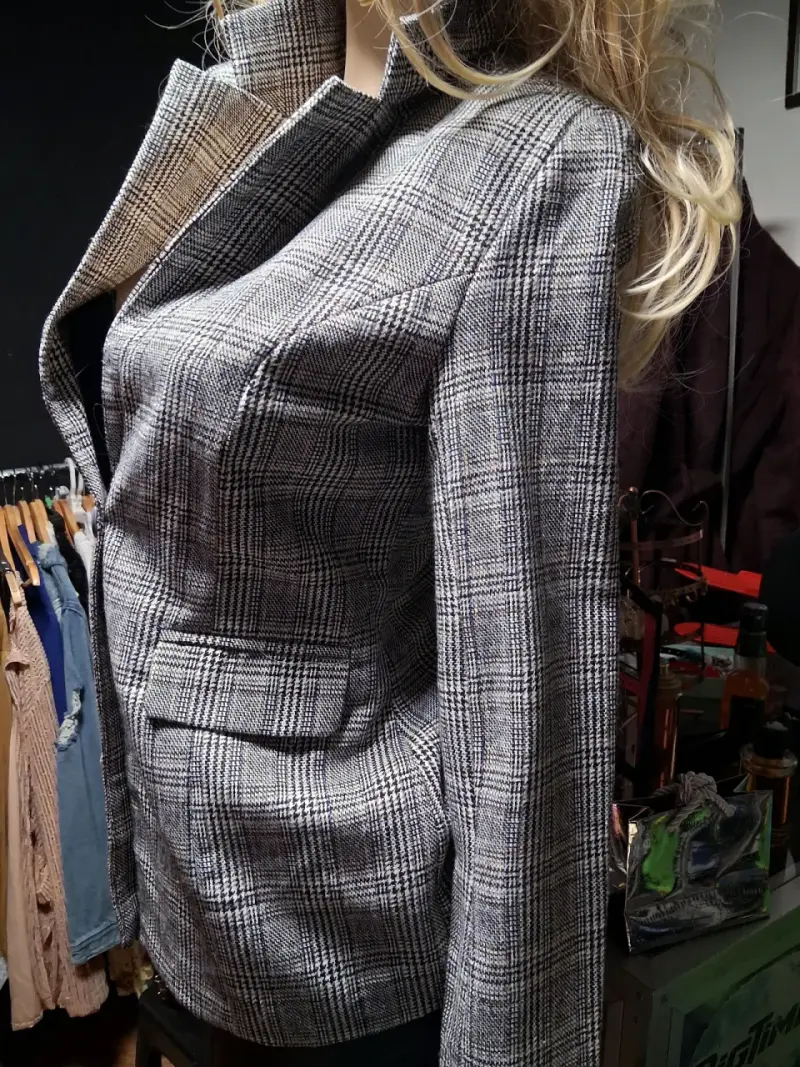 Chaqueta de cuadros estilo clásico para mujer - 6