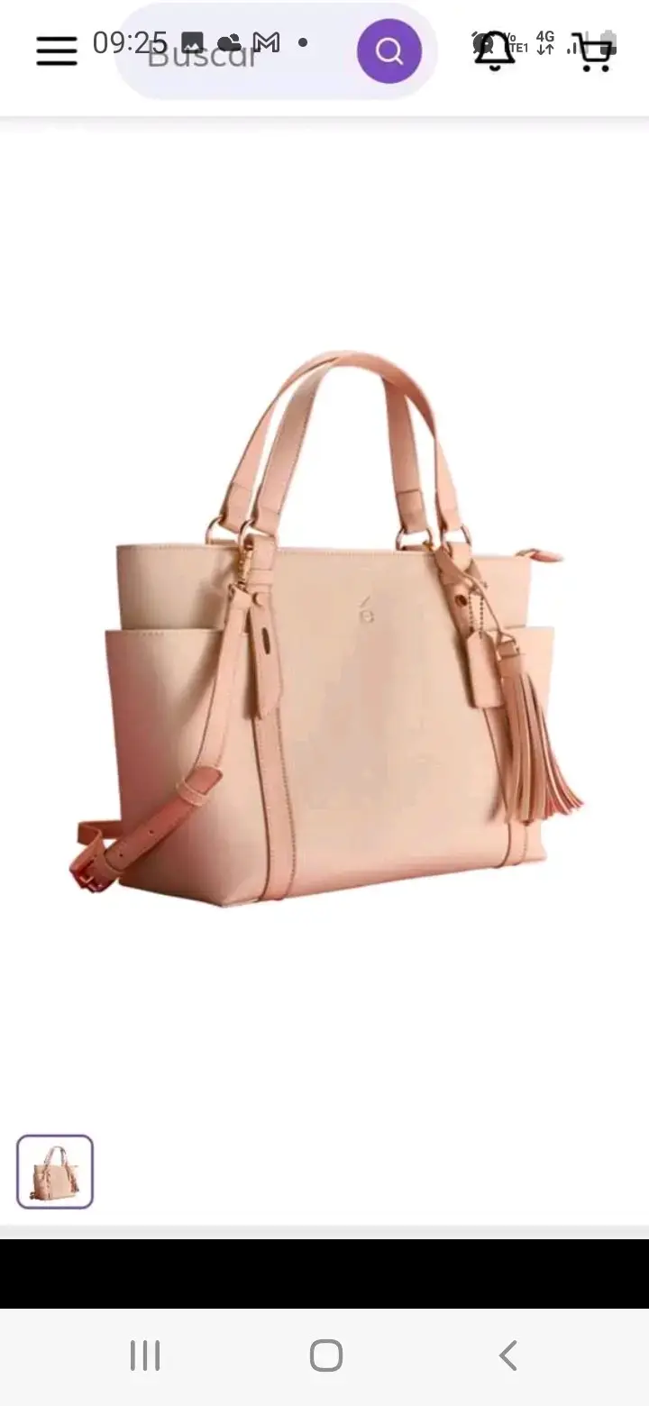 Bolso de mano color beige con flecos