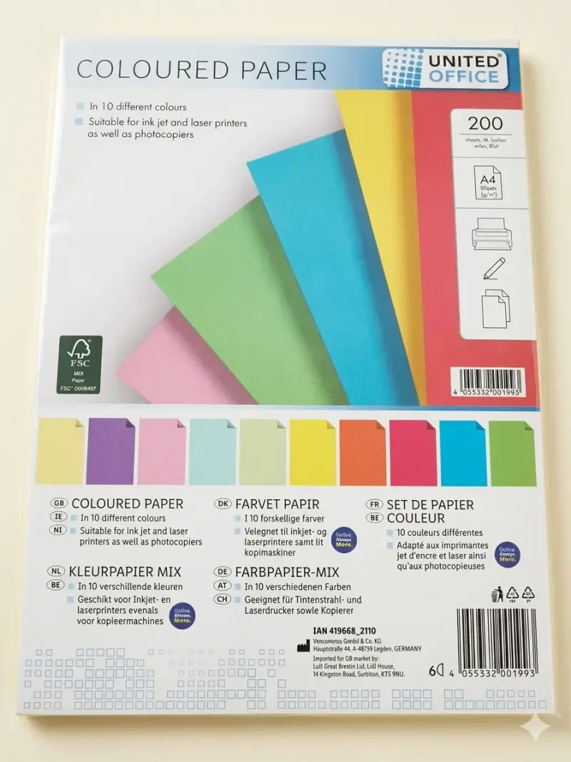 Papel de colores A4 para impresoras 200 hojas - 1