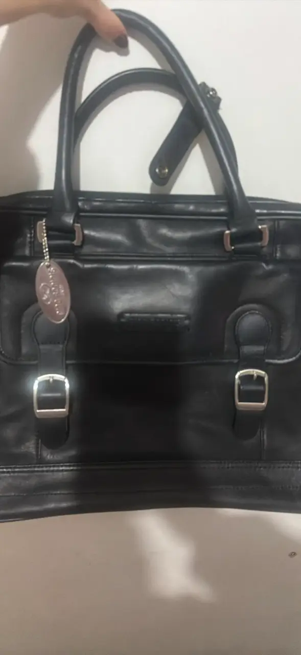 Maletín de cuero negro con hebillas - 2