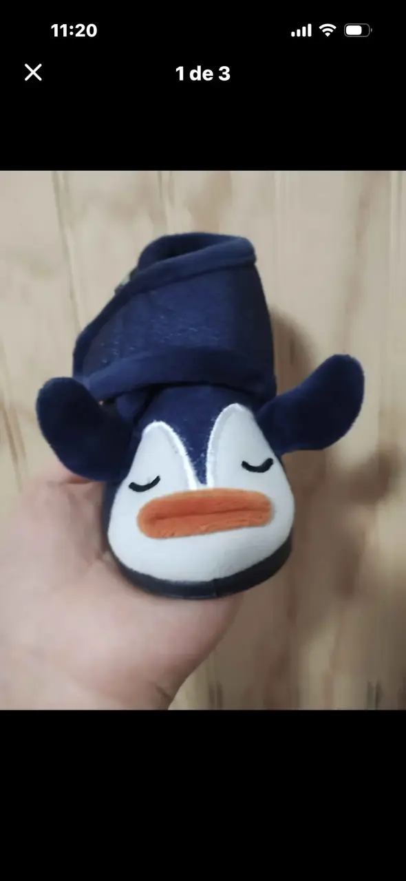 Pantuflas de bebé azul con diseño de pingüino - 2