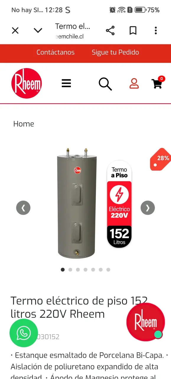 Termo eléctrico Rheem 152 litros 220V - 2