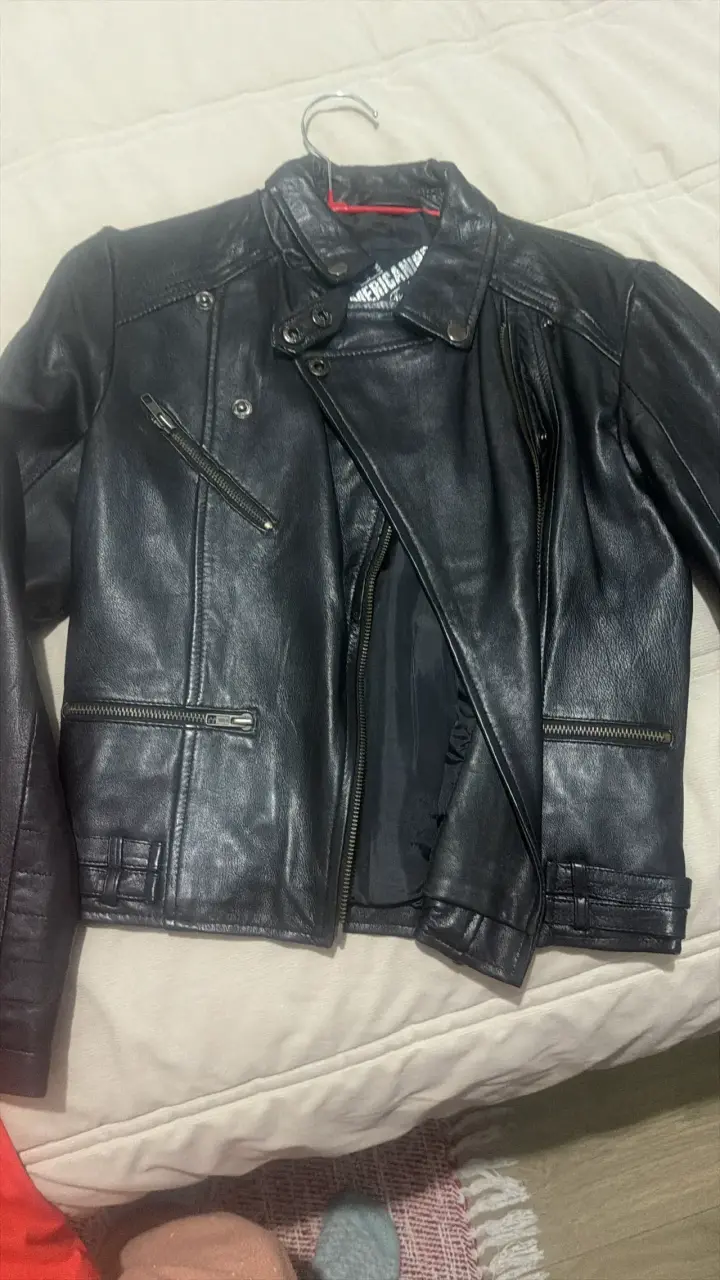 Chaqueta de 100% cuero negra AMERICANINL, talla 36