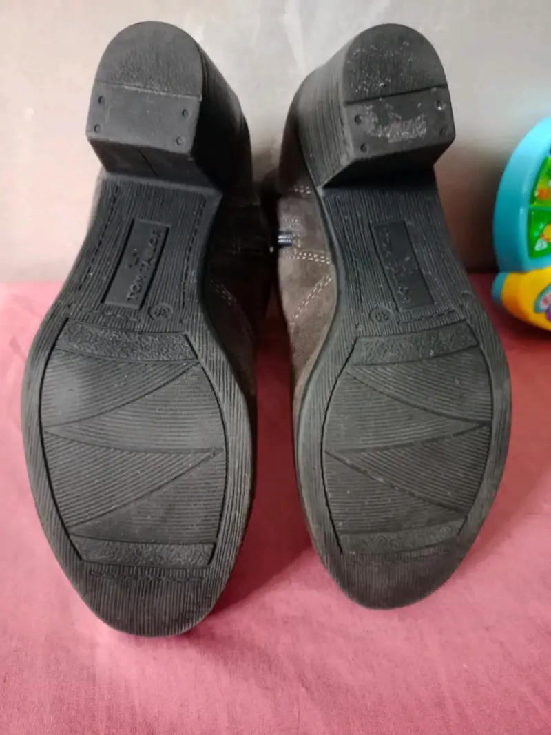 Botines de cuero marrón con tacón - 4