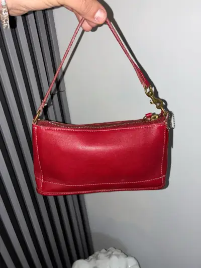 Cartera de cuero roja coach - miniatura 1