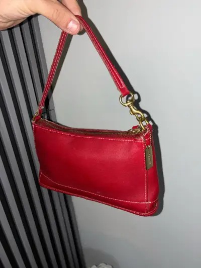 Cartera de cuero roja coach - miniatura 2