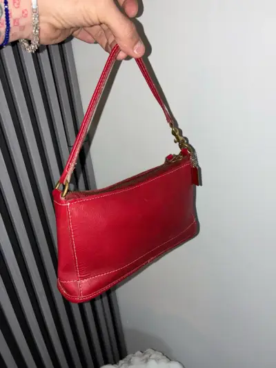 Cartera de cuero roja coach - miniatura 3