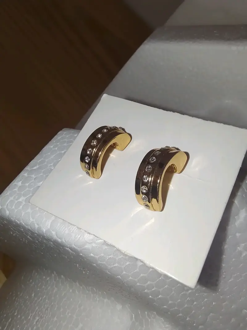 Aros acero con incrustaciones de piedras brillante - 2