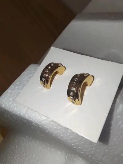 Aros acero con incrustaciones de piedras brillante - miniatura 2