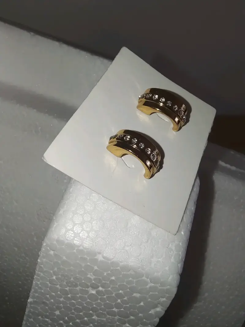 Aros acero con incrustaciones de piedras brillante - 4