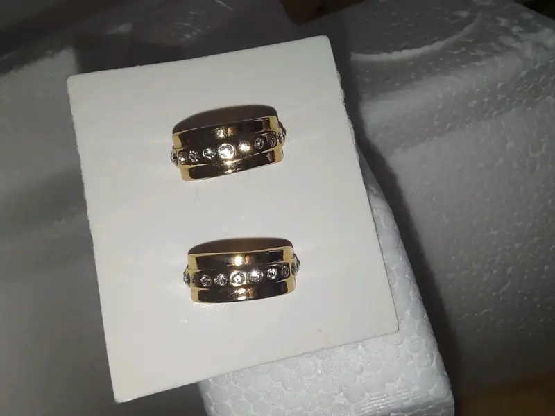 Aros acero con incrustaciones de piedras brillante - 6