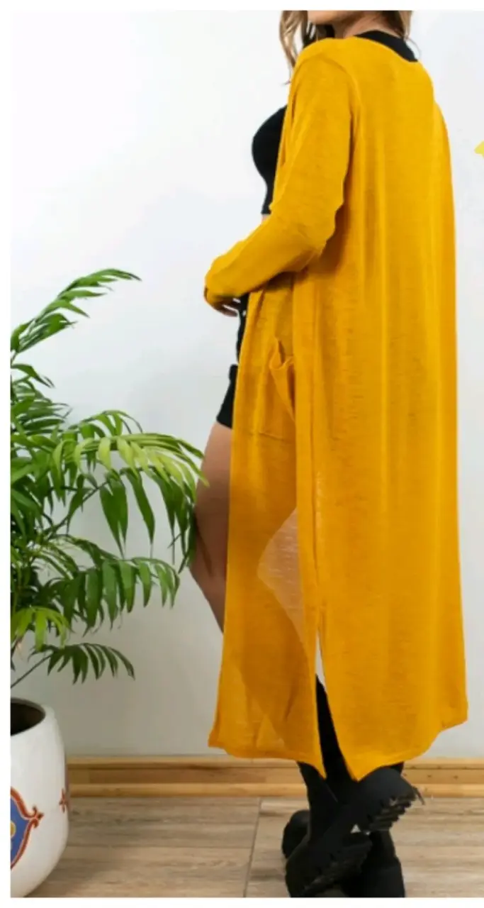 Kimono largo amarillo para mujer