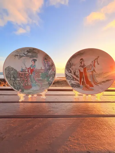 Platos decorativos de porcelana  diseño oriental - miniatura 1