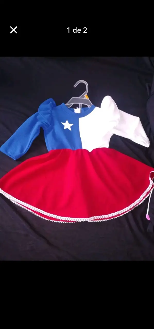 Vestido de niña con diseño de bandera chilena - 1