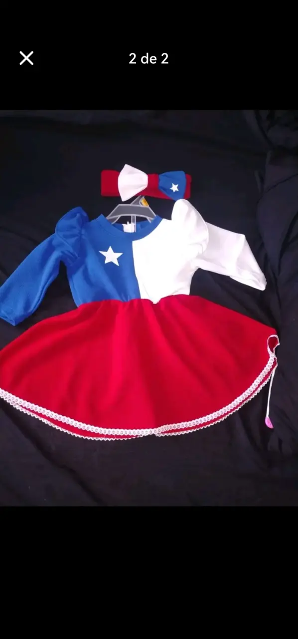 Vestido de niña con diseño de bandera chilena - 2