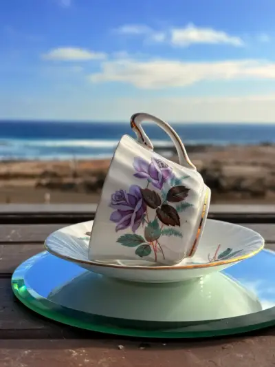 Juego de taza de té y platillo vintage Dalphine Pu - miniatura 3
