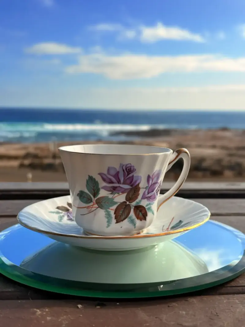 Juego de taza de té y platillo vintage Dalphine Pu - 4
